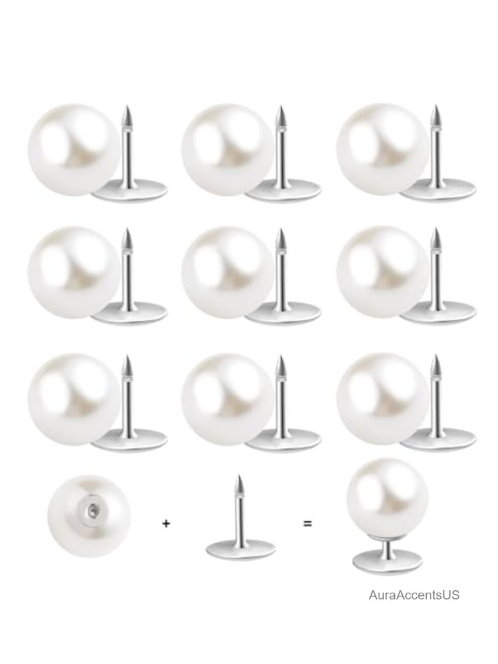 10 Pcs Pearl No Sew Buttons Brooch Pins Reusable Shirt Blouse Dress
